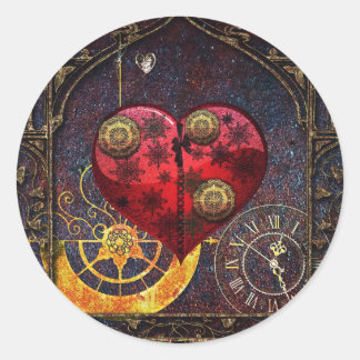 Vintag Steampunk Hearts Wallpaper Runder Aufkleber