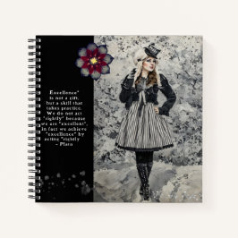 Vintag Steampunk Lady Plato Quote Black Journal Notizbuch