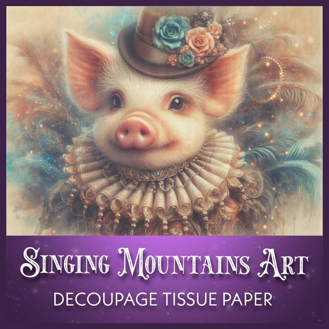 Vintag Steampunk Pig Quirky Decoupage Seidenpapier (Von Creator hochgeladen)