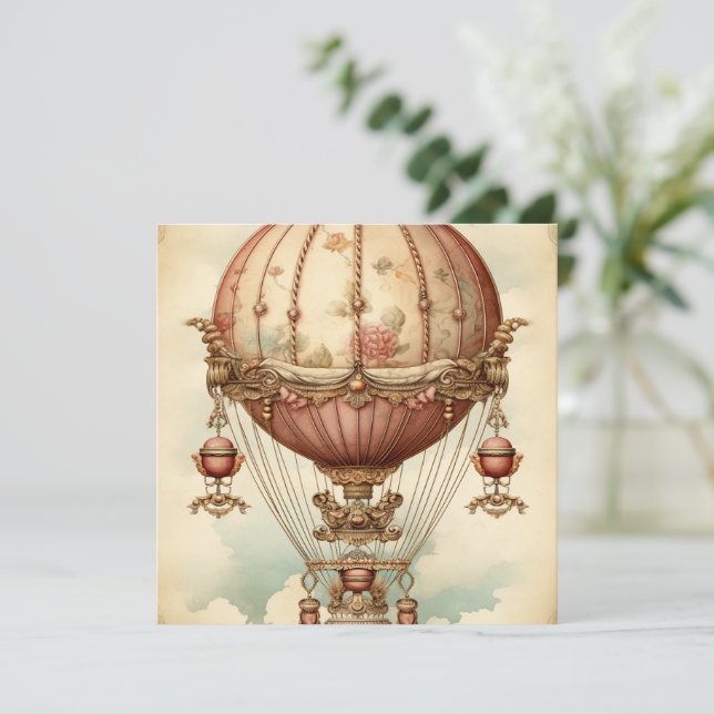 Vintag Steampunk Pink Heißluftballon (Stehend Vorderseite)