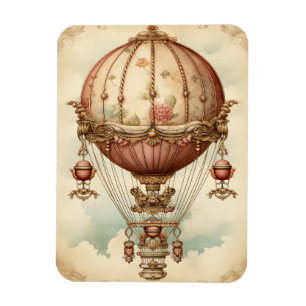 Vintag Steampunk Pink Heißluftballon Magnet