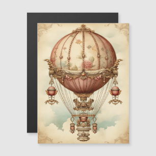 Vintag Steampunk Pink Heißluftballon Magnetkarte