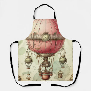 Vintag Steampunk Pink Hot Air Ballon (2) Schürze