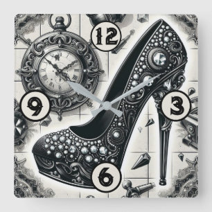 Vintag Steampunk Style Stiletto Quadratische Wanduhr