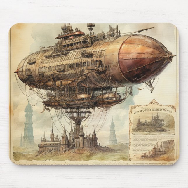 Vintag Steampunk Zeppelin (10) Mousepad (Vorne)