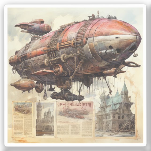 Vintag Steampunk Zeppelin (9) Aufkleber (Vorderseite)