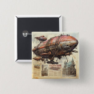 Vintag Steampunk Zeppelin (9) Button