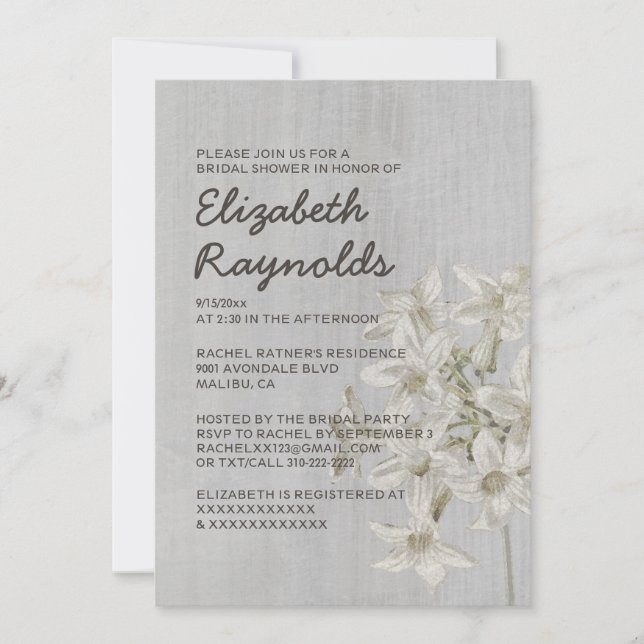 Vintag Stephanotis Bridal Dusche Einladungen (Vorderseite)