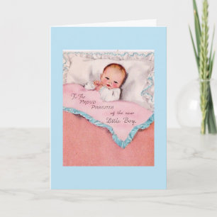 Vintag - stolze Eltern eines neuen Babyjungen, Karte