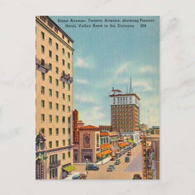 Vintag Stone Avenue, Tucson, Arizona Postkarte (Vorderseite)