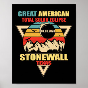 Vintag Stonewall Texas Total Solar Eclipse 2024 Poster