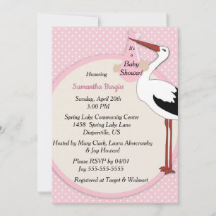 Vintag Stork Brings Baby Girl Dusche Einladung