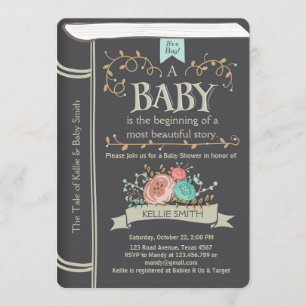 Vintag Storybook Baby-Dusche Einladung Boy