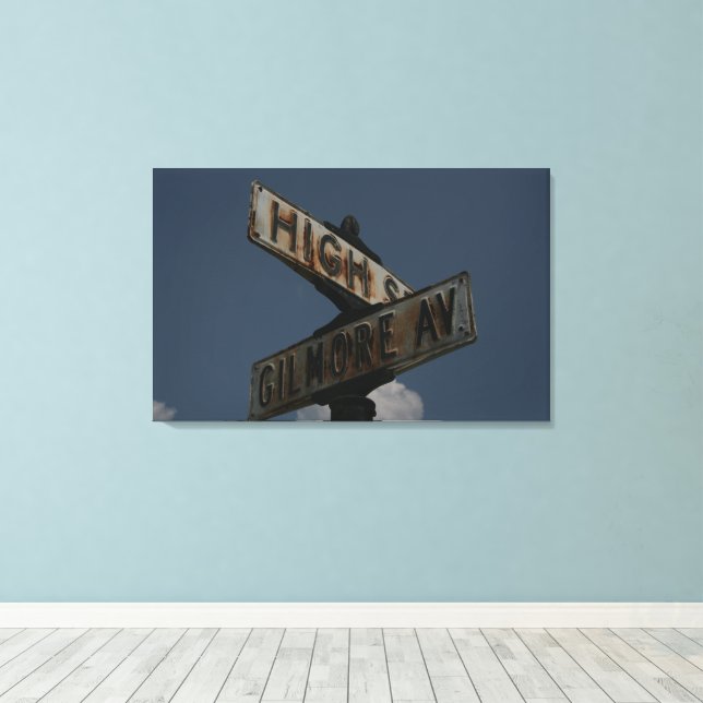 Vintag Street Sign Leinwanddruck (Insitu (Holzboden))