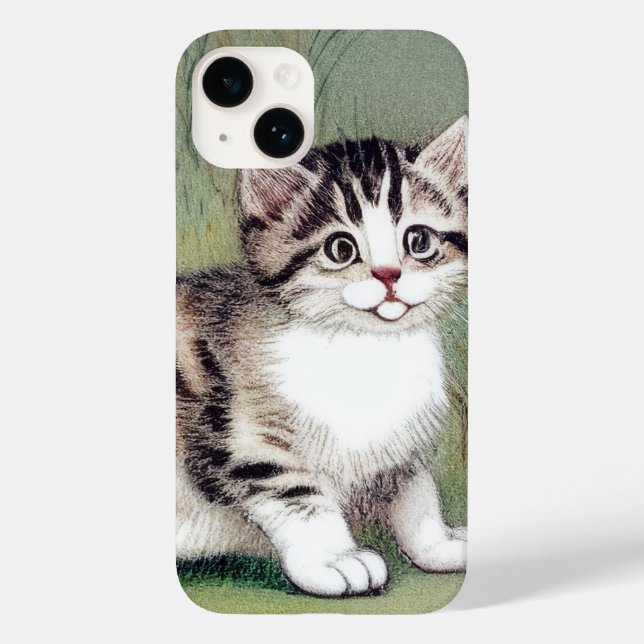 Vintag Striped Kitten Illustration Case-Mate iPhone Hülle (Rückseite)