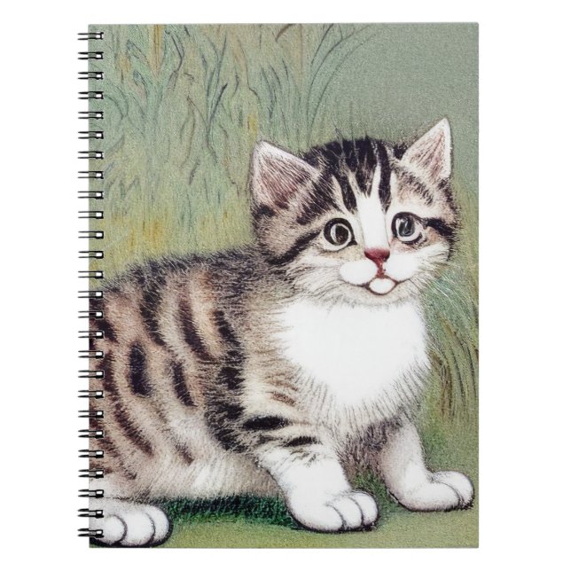 Vintag Striped Kitten Illustration Notizblock (Vorderseite)