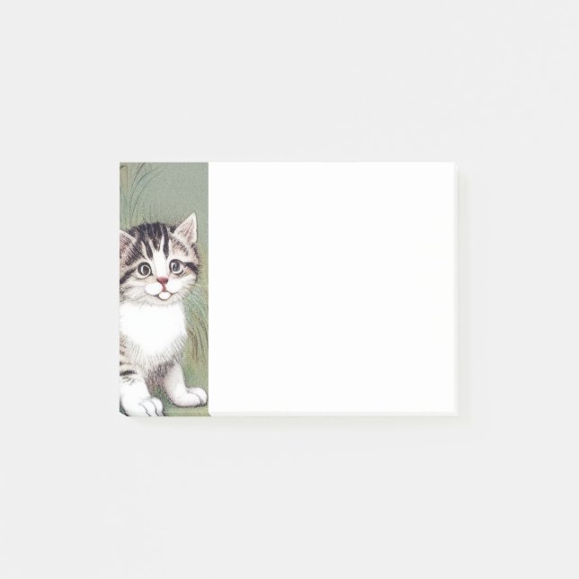 Vintag Striped Kitten Illustration Post-it Klebezettel (Vorderseite)
