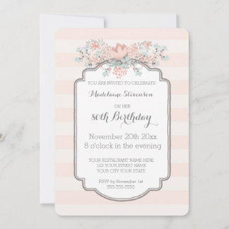 Vintag Stripes 80. Geburtstagsparty Einladungen