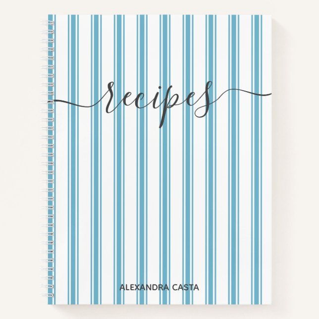 Vintag Striptes Minimalistisches Skript Benutzerde Notizbuch (Vorderseite)