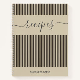 Vintag Striptes Minimalistisches Skript Benutzerde Notizbuch