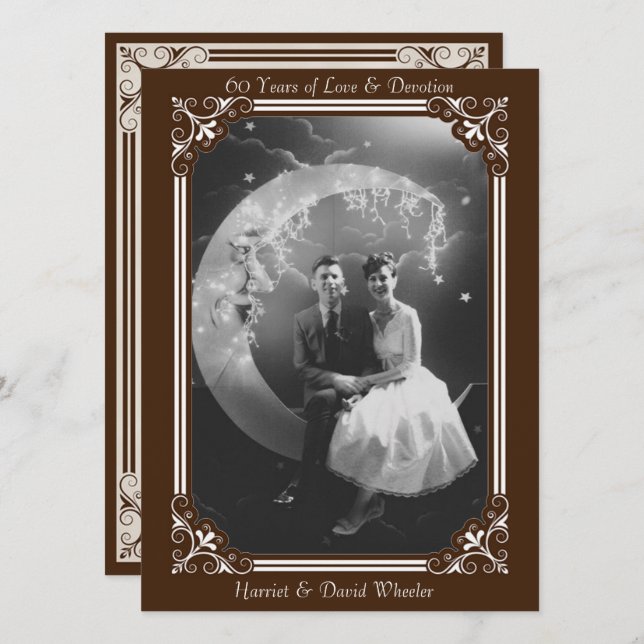 Vintag Style 60th Anniversary Celebration Einladung (Vorne/Hinten)