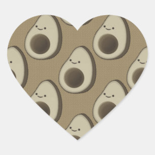 Vintag Style Avocado Pattern Herz-Aufkleber