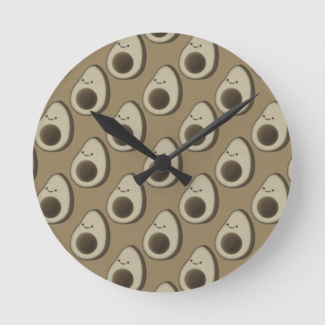 Vintag Style Avocado Pattern Runde Wanduhr (Vorderseite)