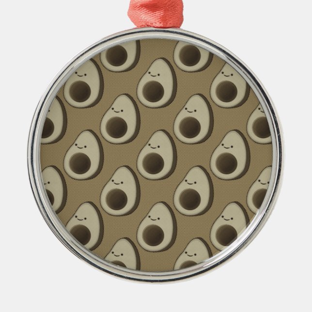 Vintag Style Avocado Pattern Silbernes Ornament (Vorne)