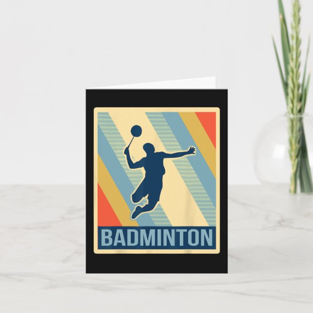 Vintag Style Badminton T Shirt Karte (Vorderseite)