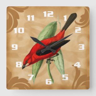 Vintag Style Bird-Bild wunderschön und einzigartig Quadratische Wanduhr