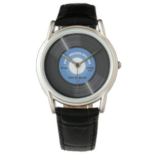 Vintag Style Blue 45 rpm Vinyl Record Watch Armbanduhr