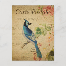 Vintag Style Blue Bird Französische Karte Postale