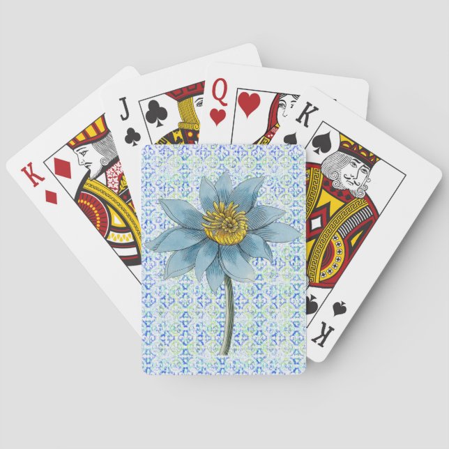 Vintag Style Blue Blume Playing Cards Spielkarten (Rückseite)