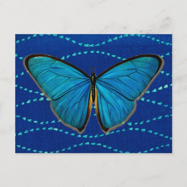 Vintag Style Blue Butterfly Postcard Postkarte (Vorderseite)