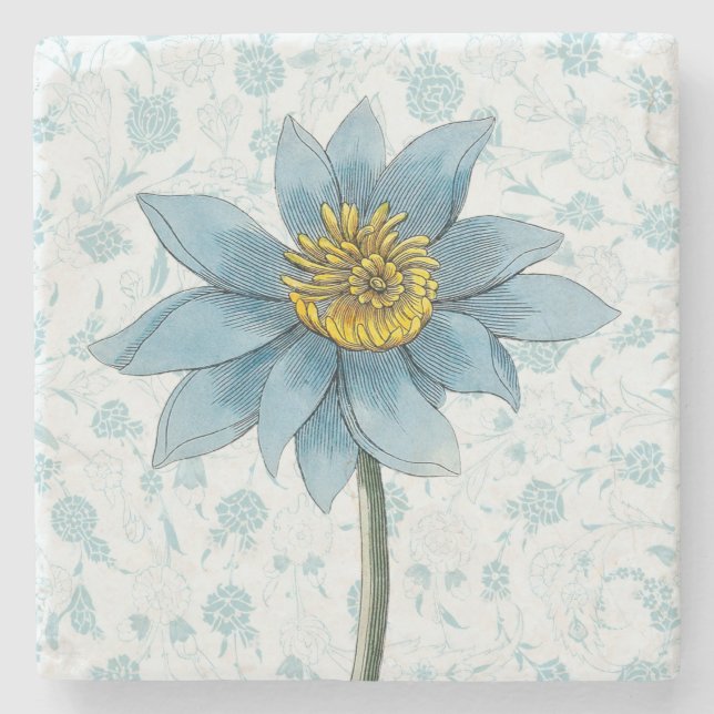Vintag Style Blue Daisy Blume Untersetzer (Vorderseite)
