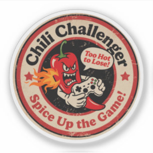 Vintag Style Cartoon Chili mit Controller Gamer Aufkleber