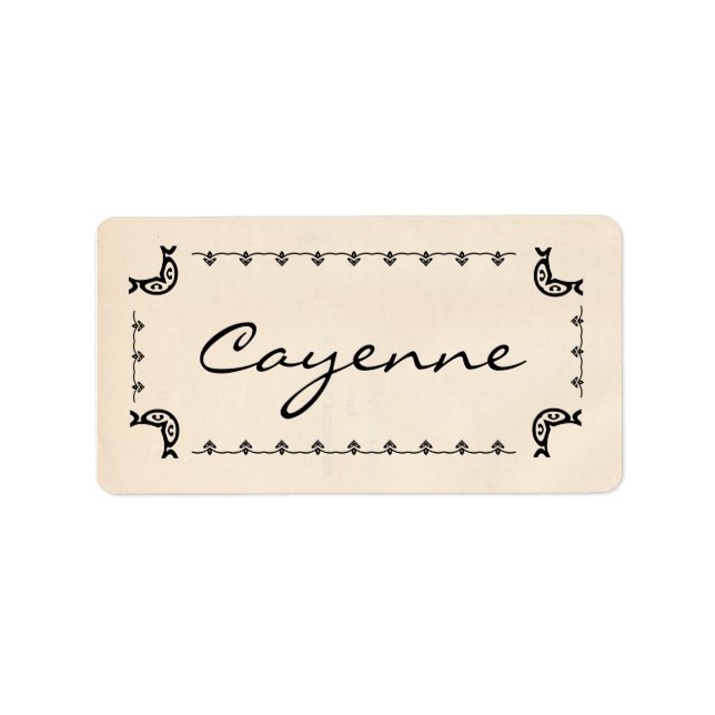 Vintag Style Cayenne Pepper Herb Labels Adressaufkleber (Vorne)