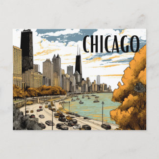 Vintag Style Chicago Postcard Postkarte
