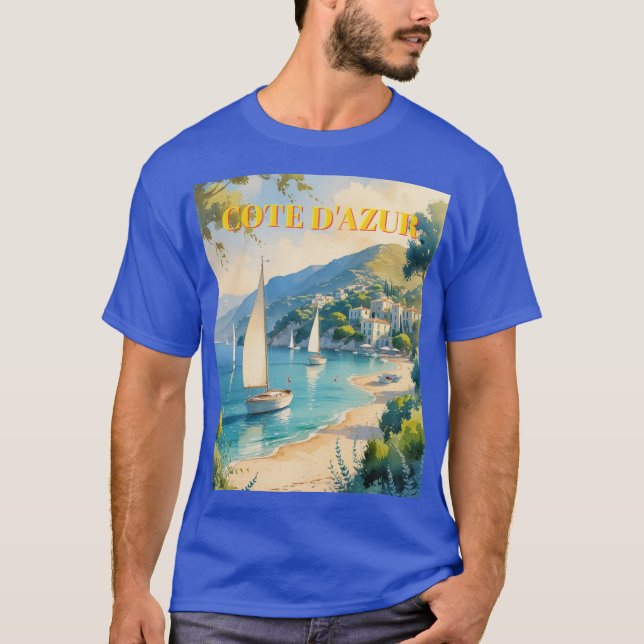 Vintag Style Cote D'Azur Französischer T - Shirt f (Vorderseite)