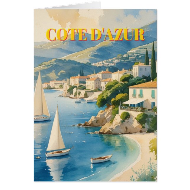 Vintag Style Cote D'Azur French Travel Card (Vorne)