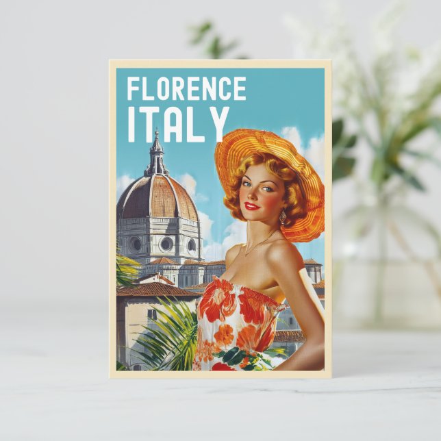 Vintag Style Florence Travel Card (Stehend Vorderseite)