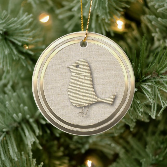 Vintag Style Gold Bird Keramik Ornament (Baum)