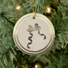 Vintag Style Gold Bow Keramik Ornament