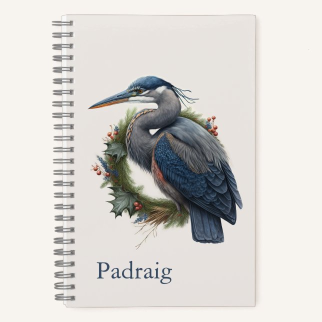 Vintag Style Great Blue Heron Notebook Notizbuch (Vorderseite)