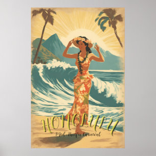 Vintag Style Hawaii Travel Poster