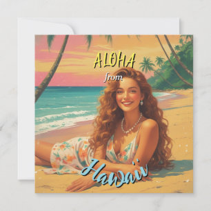 Vintag Style Hawaiian Travel Aloha Hawaii Card