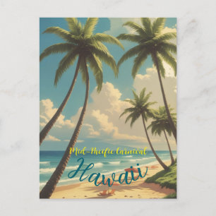 Vintag Style Hawaiian Travel Honolulu Blue Sea Feiertagspostkarte