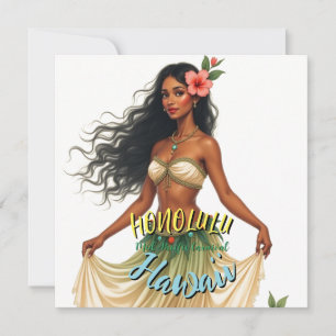 Vintag Style Hawaiian Travel Honolulu Girl Card