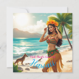 Vintag Style Hawaiian Travel Honolulu Hula Girl Feiertagskarte