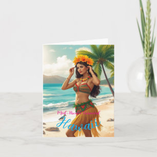 Vintag Style Hawaiian Travel Honolulu Hula Girl Karte